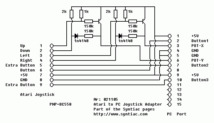 schematic atari joystick to pc port